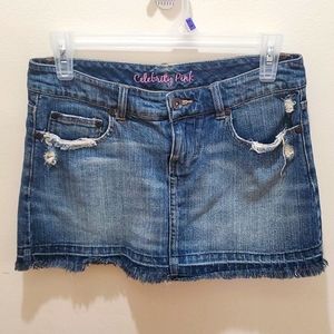 Distressed mini Jean skirt